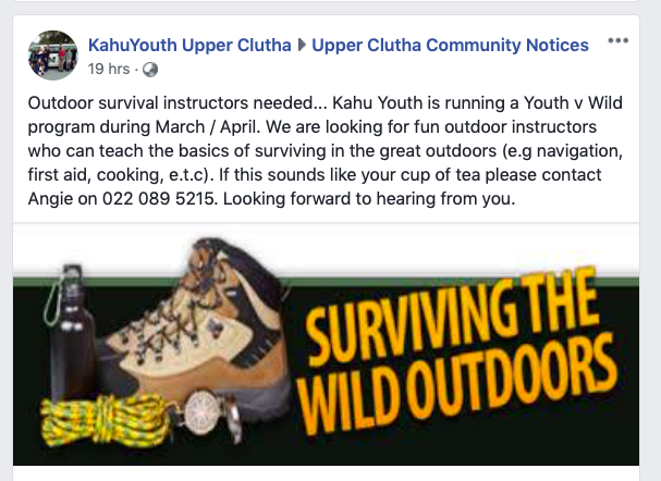 Anyone keen to help at Kahu Youth?